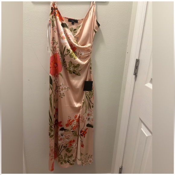 Lulu's Pink Floral Midi Dress - Picture 3 of 6